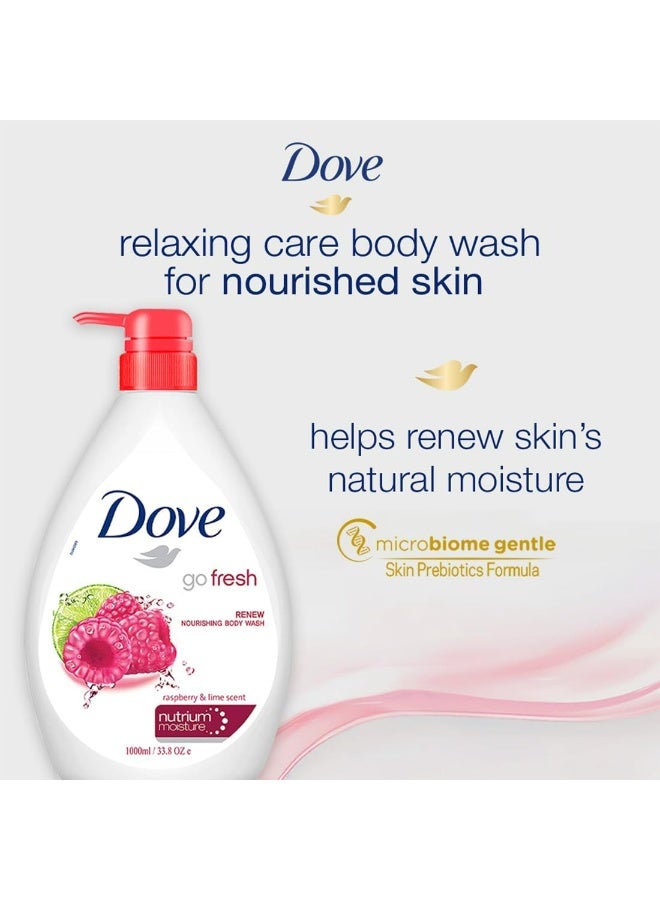 Dove Renewing Body Wash & Shower Gel with Raspberry & Lime for Fresh Skin – 1L Family Size - Image 3